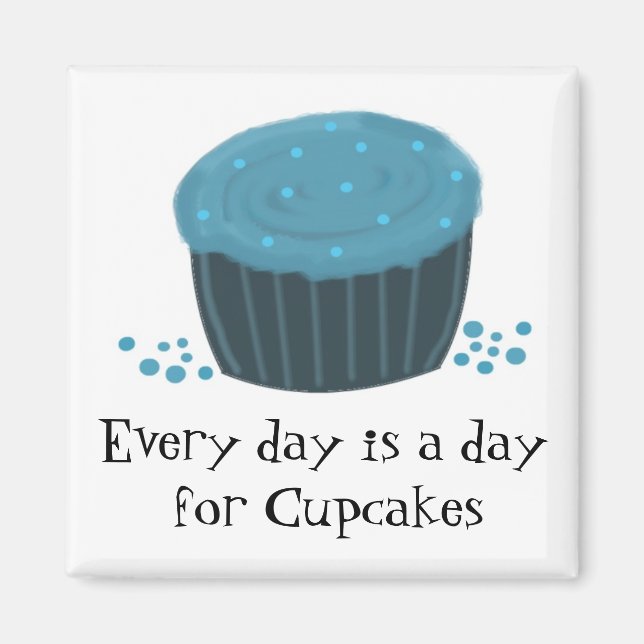 Imán Cupcake Azul con Dicho Adorable (Frente)