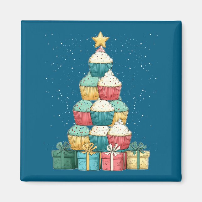 Imán Cupcake Baking Baker Christmas Tree Xmas  (Frente)