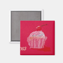 Imán Cupcake con glaseado de fresa