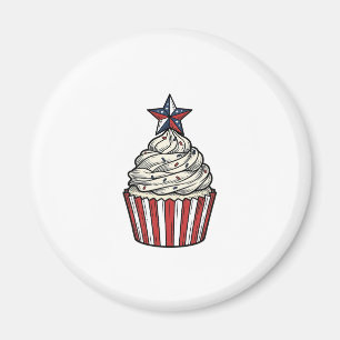 Imán Cupcake Patriótico Grabado Vintage Cuatro de Julio