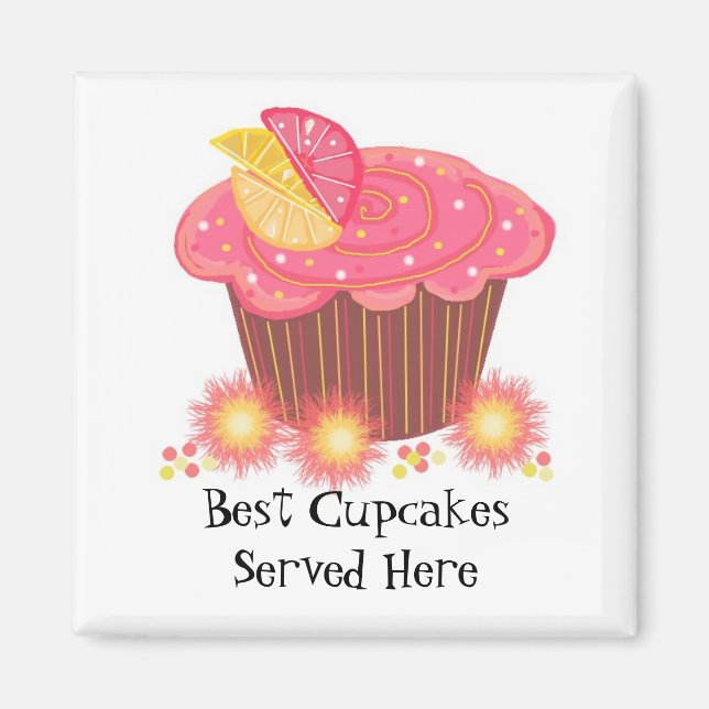 Imán Cupcake Rosa con Dicho Adorable (Frente)