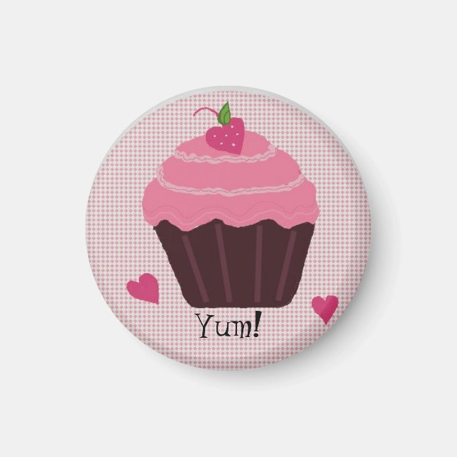 Imán Cupcake Rosa Glaseado (Frente)