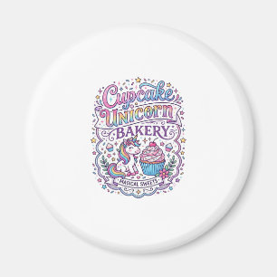 Imán Cupcake Unicornio Panadería de Unicornios Fondo Bl
