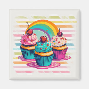 Imán Cupcakes, Cerezas y Arcoíris