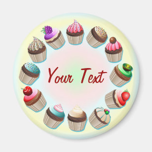 Imán Cupcakes Colorful Circle Magnet