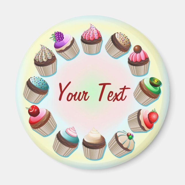 Imán Cupcakes Colorful Circle Magnet (Frente)