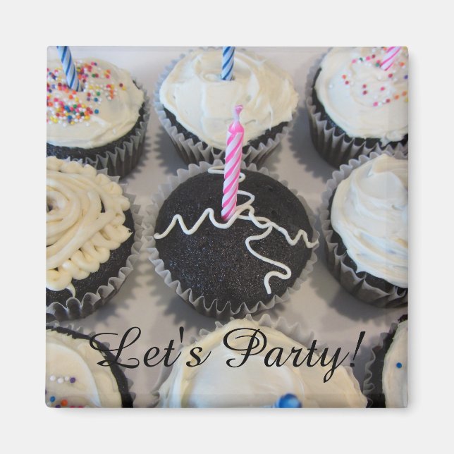 Imán Cupcakes Glaseados Vamos a la Fiesta (Frente)