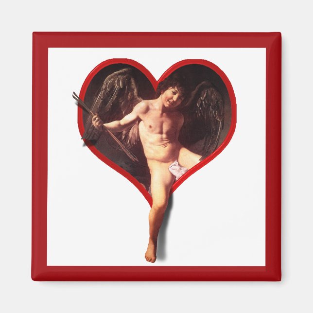 Imán Cupido de Caravaggio (Añadir tu texto) (Frente)