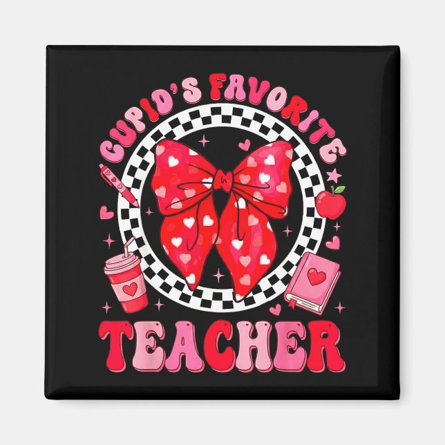 Imán Cupids Favorite Teacher Student Coquette Bow Valen (Frente)