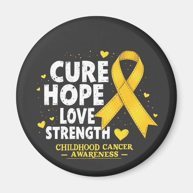 Imán Cure Hope Love Strenght Children Cancer Awareness (Frente)