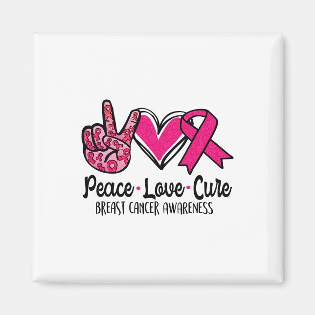Imán Cure Love Cure Pink Ribbon Cancer Awareness 3 (Frente)