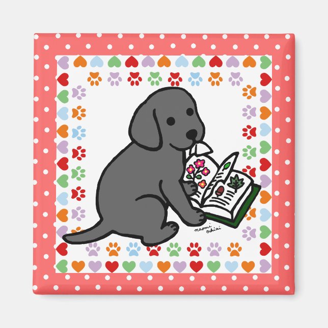 Imán Curiosa porra negra de labrador (Frente)