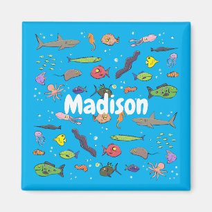 Imán Curiosas marinas criaturas personalizado ilustraci
