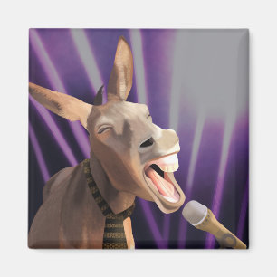 Imán Curioso canto Donkey Farm Animal Purple Background