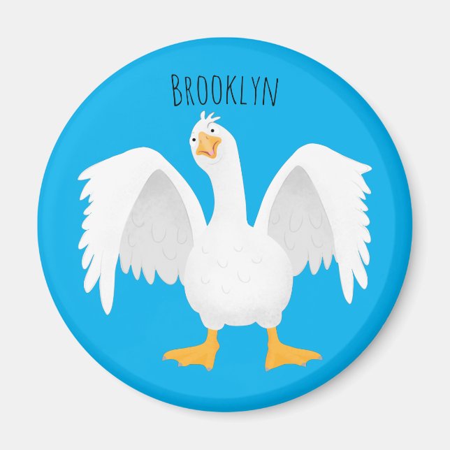 Imán Curioso ilustracion de personalizado ganso domésti (Frente)