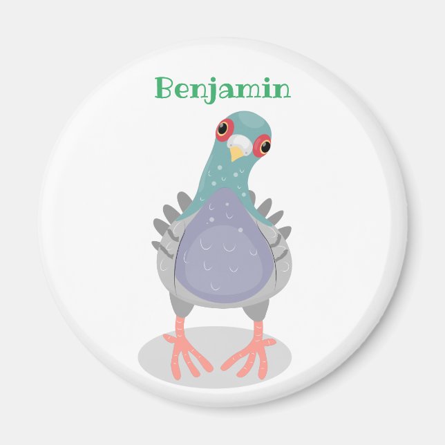 Imán Curioso ilustracion personalizado de palomas (Frente)