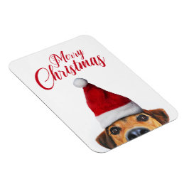 Imán Curioso perro gracioso con Santa Hat