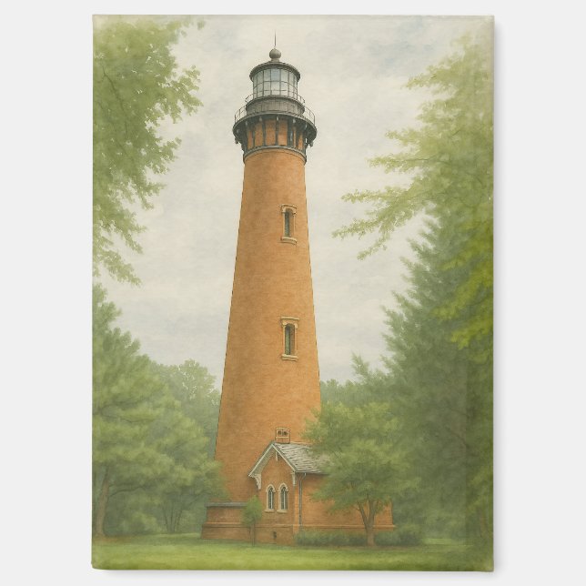 Imán Currituck Beach Lighthouse Watercolor (Anverso)