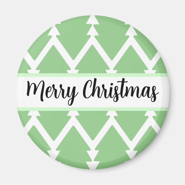 Imán Curso Merry Christmas Tree Design Light Green" (Frente)