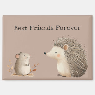 Imán Curte Brown Cream Hedgehog Mouse Mejor Amigos