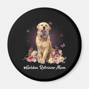 Imán Curte Golden Retriever Mom Flower Happy Mother's