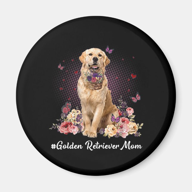 Imán Curte Golden Retriever Mom Flower Happy Mother's (Frente)