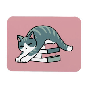 Imán Curva con un libro y un gato - cómodos lectores de