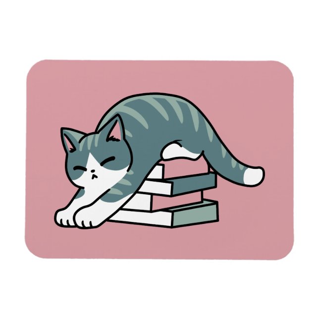 Imán Curva con un libro y un gato - cómodos lectores de (Horizontal)