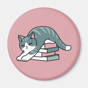 Imán Curva con un libro y un gato - cómodos lectores de