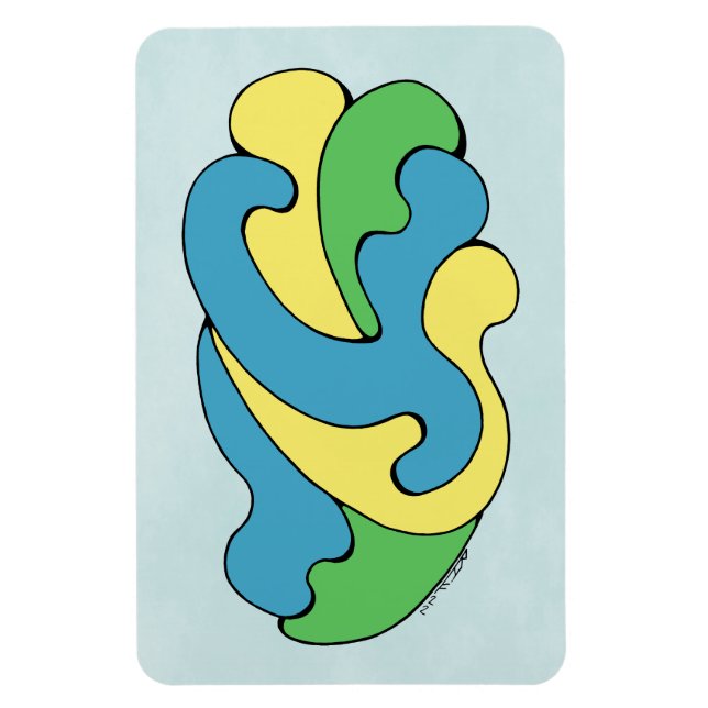Imán Curvas de abrazo (amarillo, azul, verde) (Vertical)