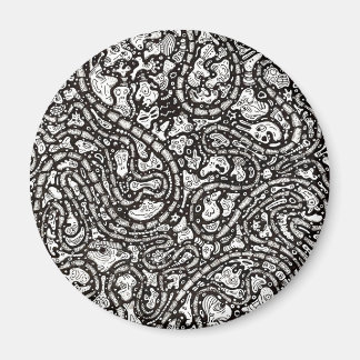 Imán Curvy Twisty Cartoon Weird Faces Design