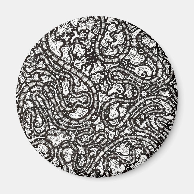 Imán Curvy Twisty Cartoon Weird Faces Design (Frente)