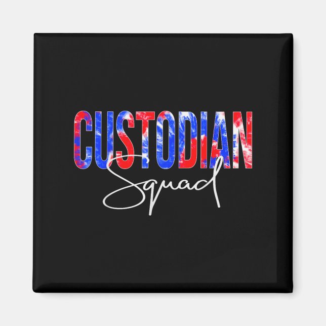 Imán Custodian Squad Tie Dye Back To School Women Appre (Frente)