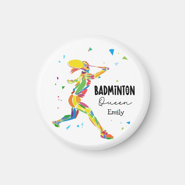 Imán Custom Badminton Queen Colorful Abstract Player (Frente)