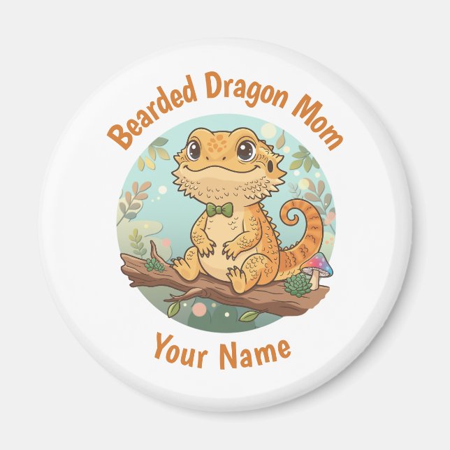 Imán Custom Bearded Dragon Mom Magnet (Frente)