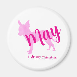 Imán Custom Chihuahua Magnet Pastel Pink Silhouette
