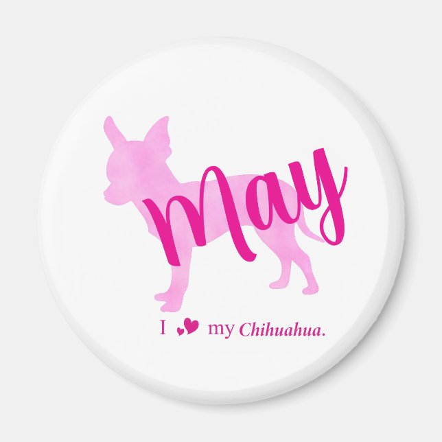 Imán Custom Chihuahua Magnet Pastel Pink Silhouette (Frente)