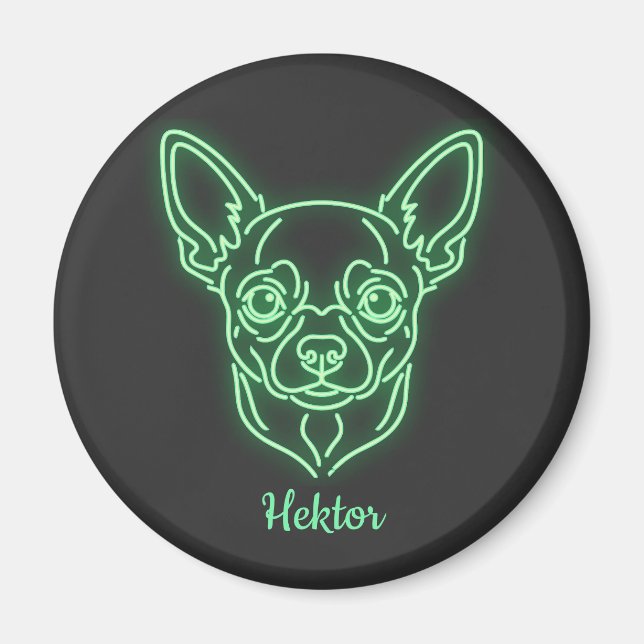 Imán Custom Chihuahua Neon Glow Personalized (Frente)