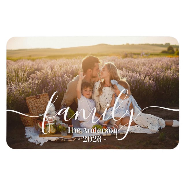Imán Custom Family Photo – Personalized Last Name (Horizontal)