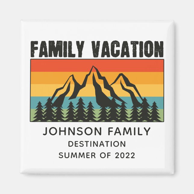 Imán Custom Family Vacation Mountains Hiking Camping (Frente)