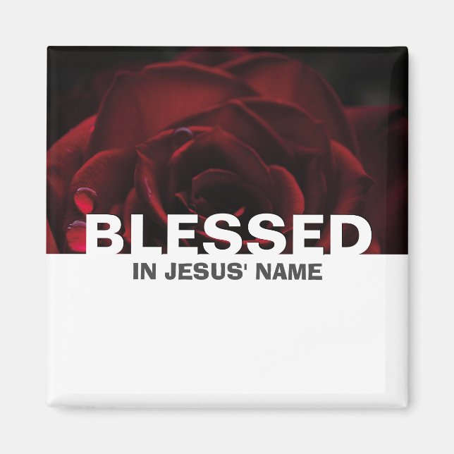 Imán Custom Floral Red Rose BLESSED (Frente)