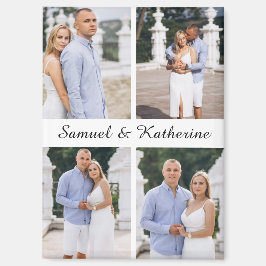 Imán Custom Four Photo Romantic Keepsake with Names