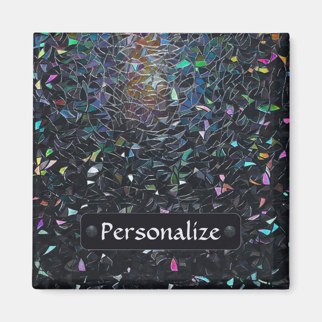 Imán Custom Iridescent Abstract Stained Glass Pattern (Frente)