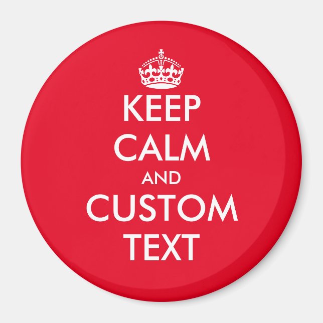 Imán Custom Keep calm and carry on large round fridge (Frente)
