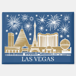 Imán Custom Las Vegas Strip Skyline Minimalist Golden