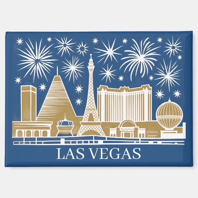 Imán Custom Las Vegas Strip Skyline Minimalist Golden (Anverso)
