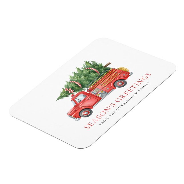 Imán Custom Modern Firefighter Christmas Fire Truck  (Lado Izquierdo)
