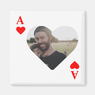 Imán Custom modern unique poker heart photo monogram
