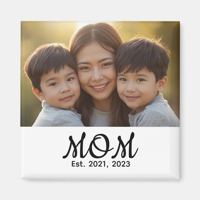 Imán Custom Mom Established Modern Script Photo (Frente)