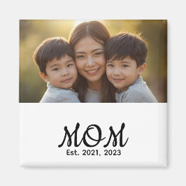 Imán Custom Mom Established Modern Script Photo